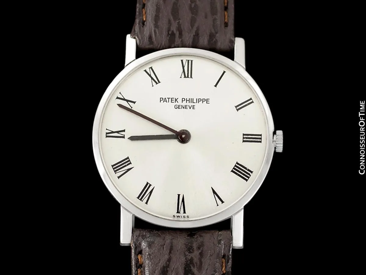 1965 Patek Philippe Vintage Mens Midsize "Ultra Thin" Wristwatch, Ref. 3470 - 18K White Gold