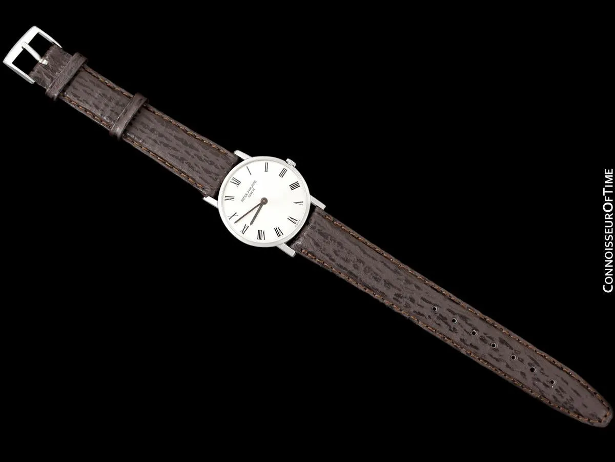 1965 Patek Philippe Vintage Mens Midsize "Ultra Thin" Wristwatch, Ref. 3470 - 18K White Gold