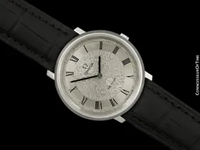 1973 Omega De Ville Vintage Mens Handwound Watch with Embossed Dial - Stainless Steel