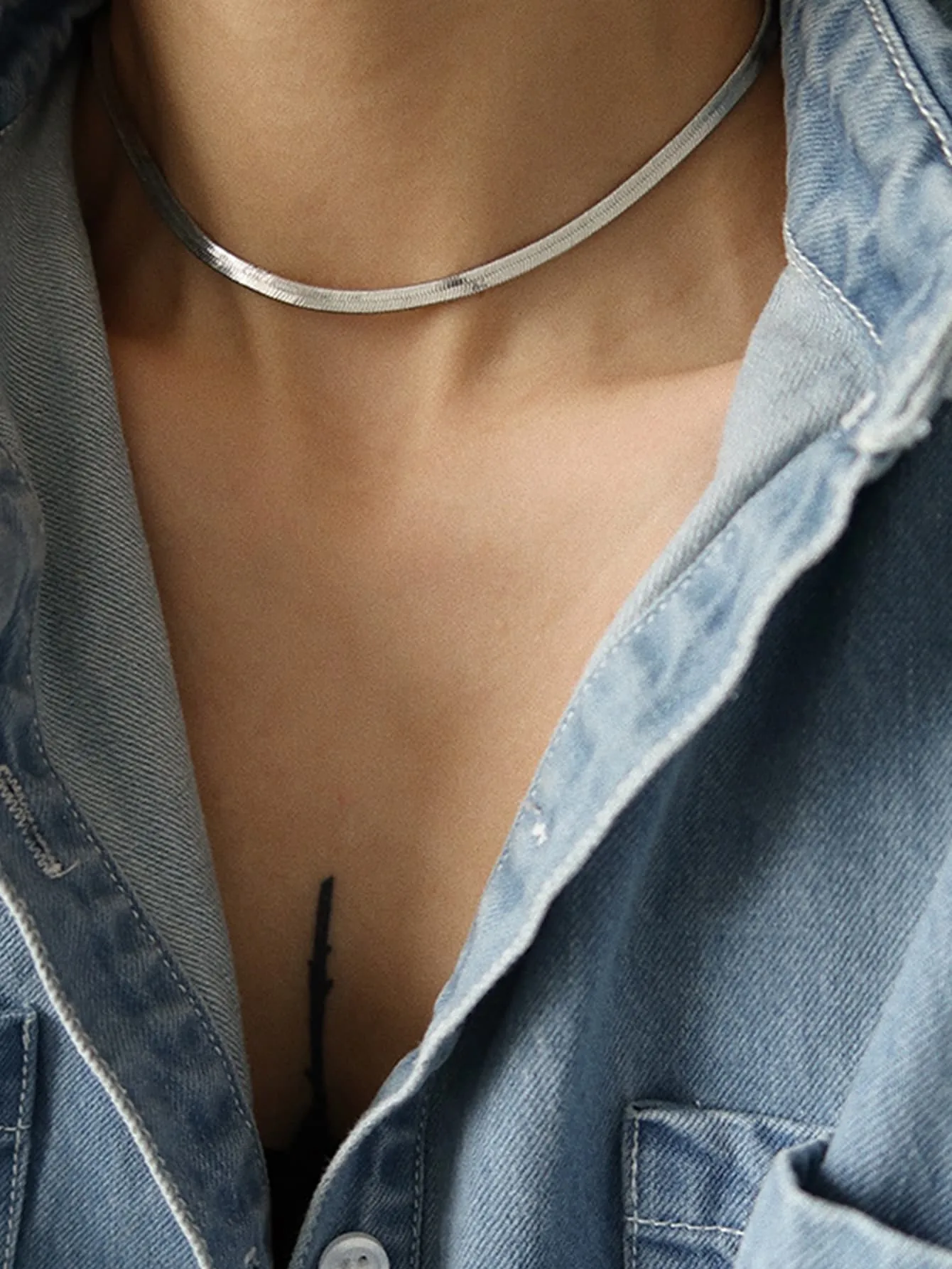 1pc Minimalist Chain Necklace, Stainless Steel Jewelry Dainty Necklace Novelty