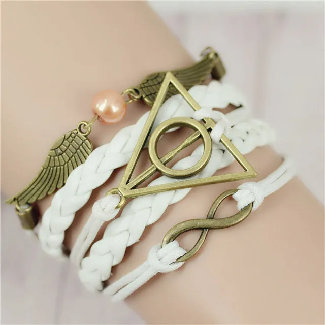 2017 New Womens Fashion Vintage Anchors Rudder Rectangle Leather Bracelet Multilayer Charm Bracelets Best Valentine's Day Gift