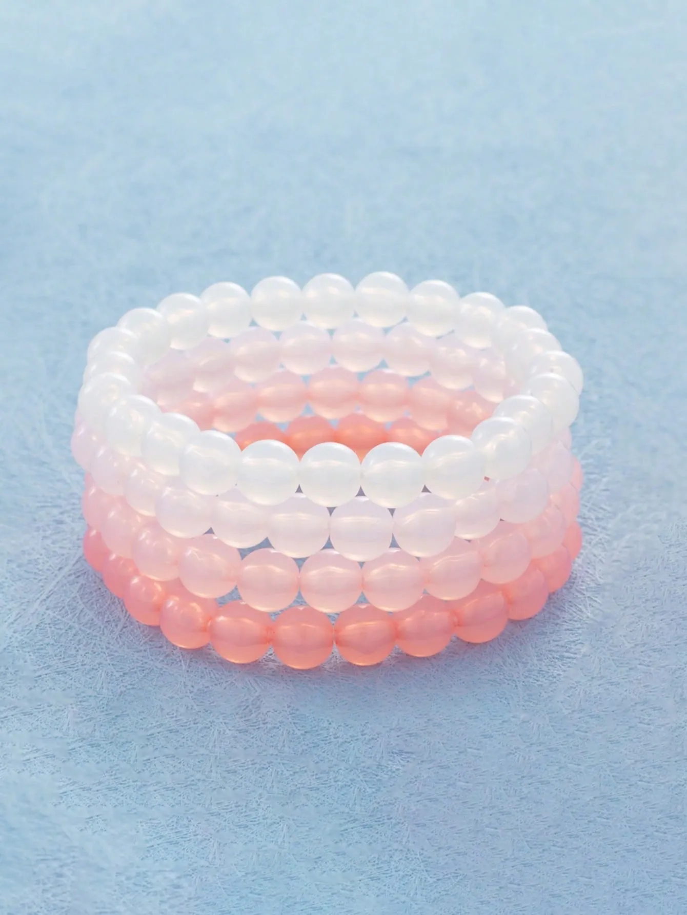 4pcs Minimalist Peach Ombre Beaded Bracelet Stackable Stretch Bracelets Creative