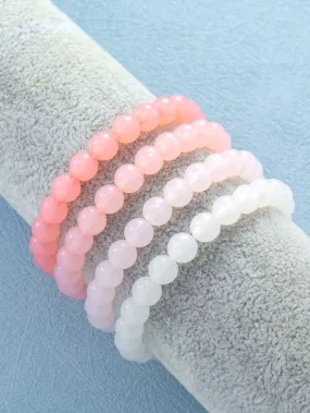 4pcs Minimalist Peach Ombre Beaded Bracelet Stackable Stretch Bracelets Creative