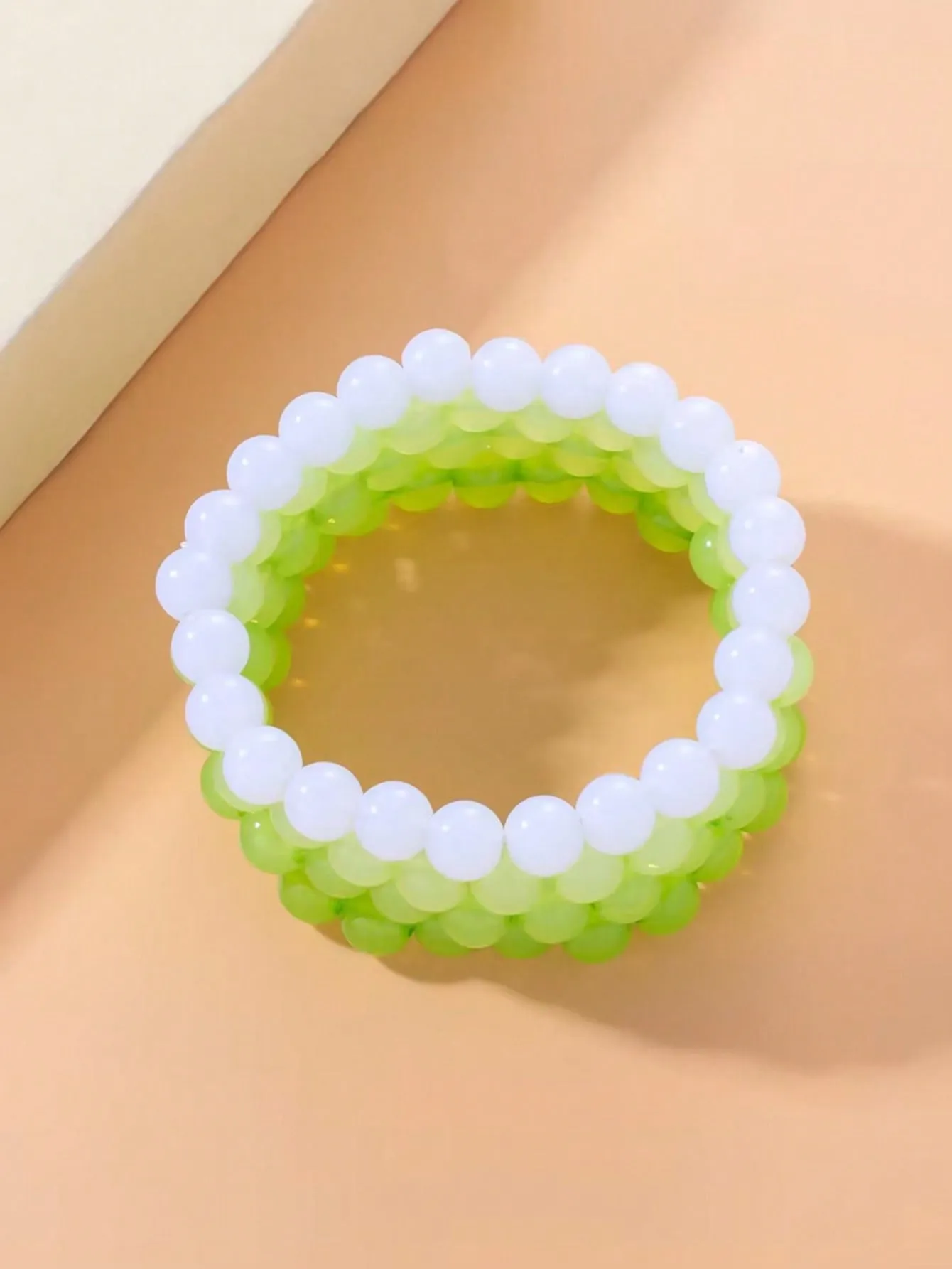 4pcs/set Green Ombre Minimalist Beaded Bracelet Stackable Stretch Bracelets