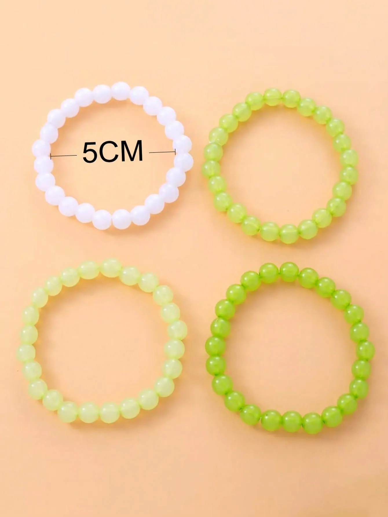4pcs/set Green Ombre Minimalist Beaded Bracelet Stackable Stretch Bracelets