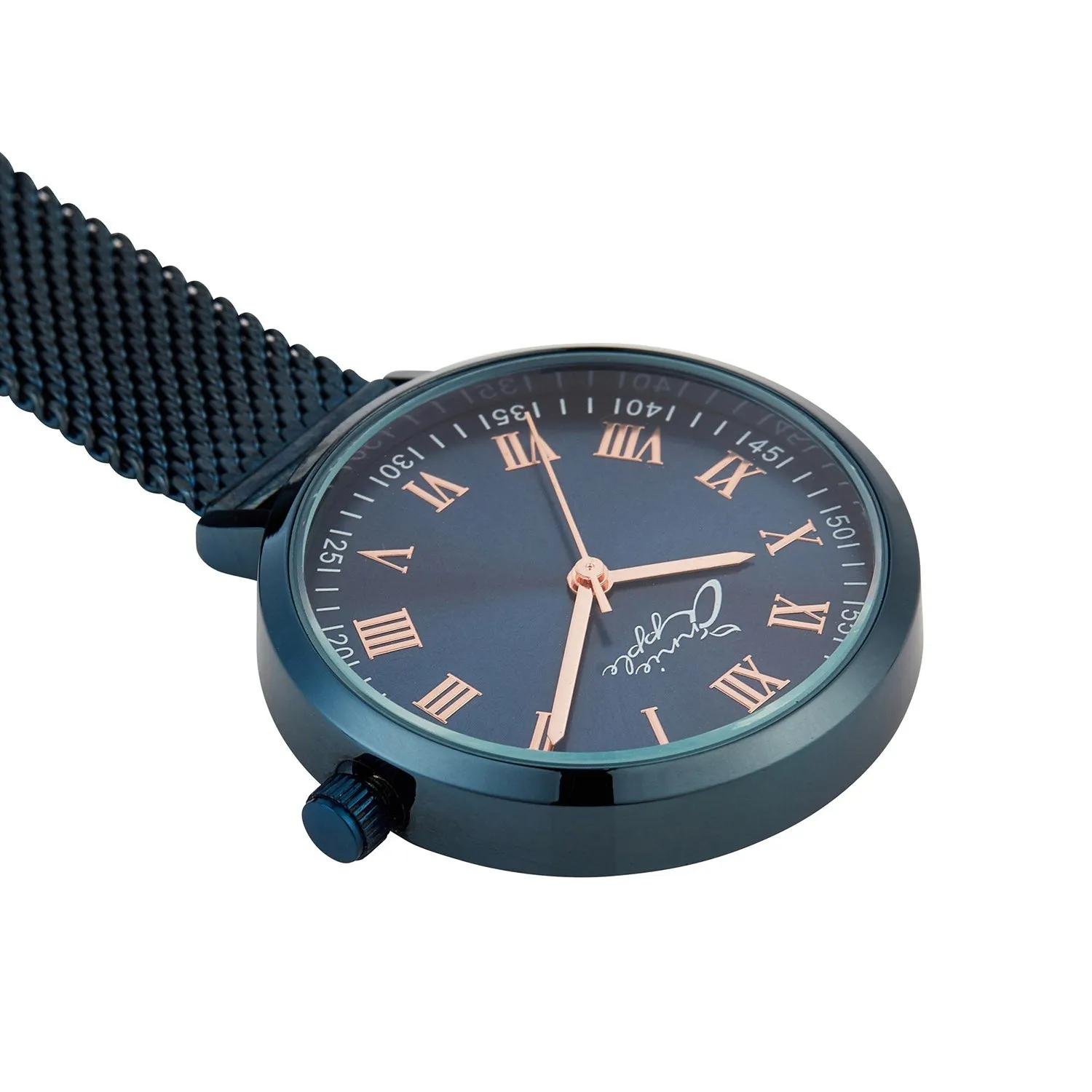 Annie Apple Nurses Fob Watch - Meraki - Rose Gold/Blue - Mesh - 35mm