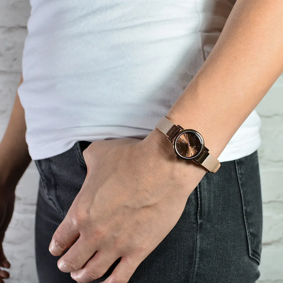 ASCOT CHOCOLATE AND NUDE LEATHER LADIES WATCH
