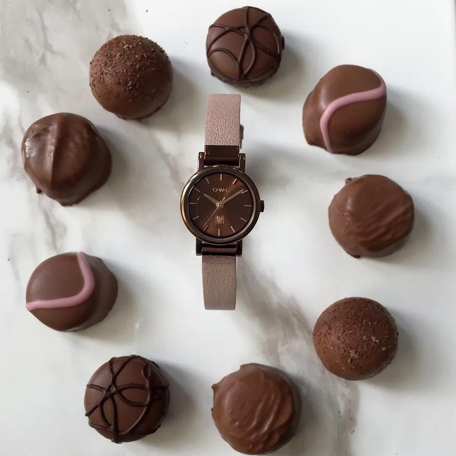 ASCOT CHOCOLATE AND NUDE LEATHER LADIES WATCH