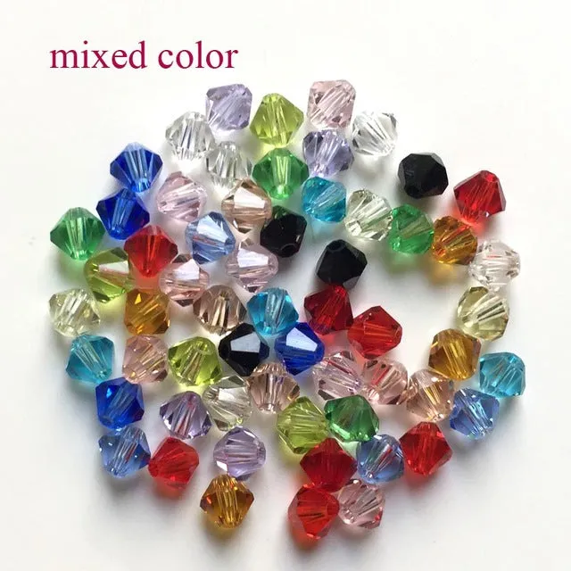 Bicone Beads Crystal AB 100PCS/LOT 4mm Czech Loose Crystal Beads/ Faceted Glass Beads for DIY Jewelry Earrings Bracelets