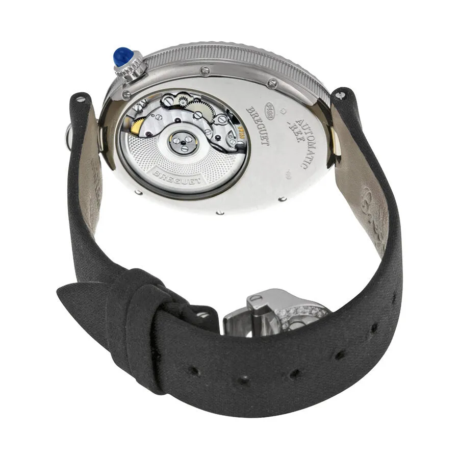 Breguet Reine De Naples Mother of Pearl Dial 18kt White Gold Diamond Black Satin Ladies Watch 8908BB52864D00D 8908BB/52/864.D00D