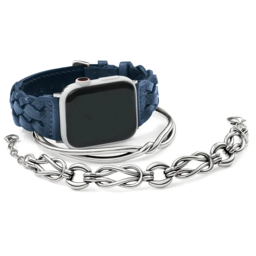 Brighton Sutton Braided Leather Apple Watch Band - Navy