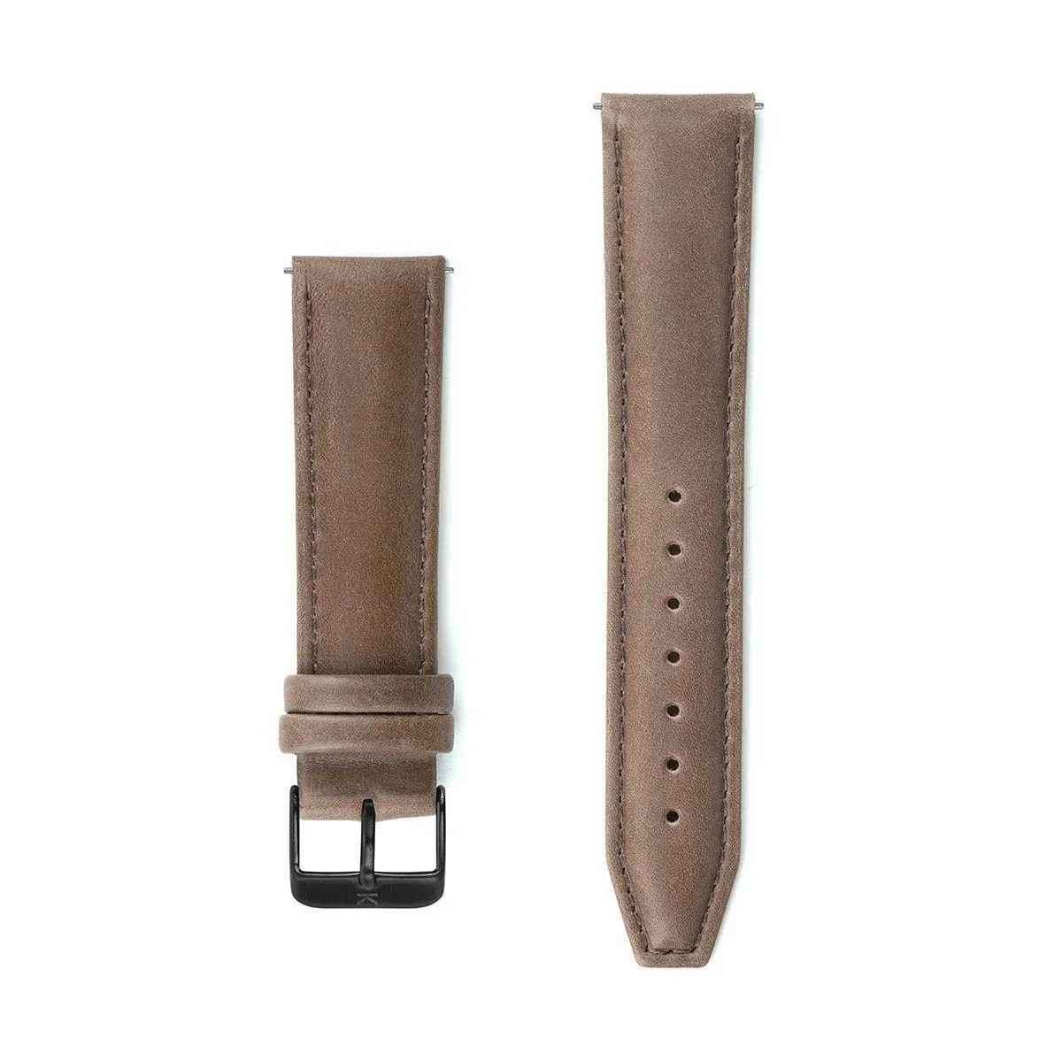 Brown Stitched Leather Watch Strap - 20mm Width