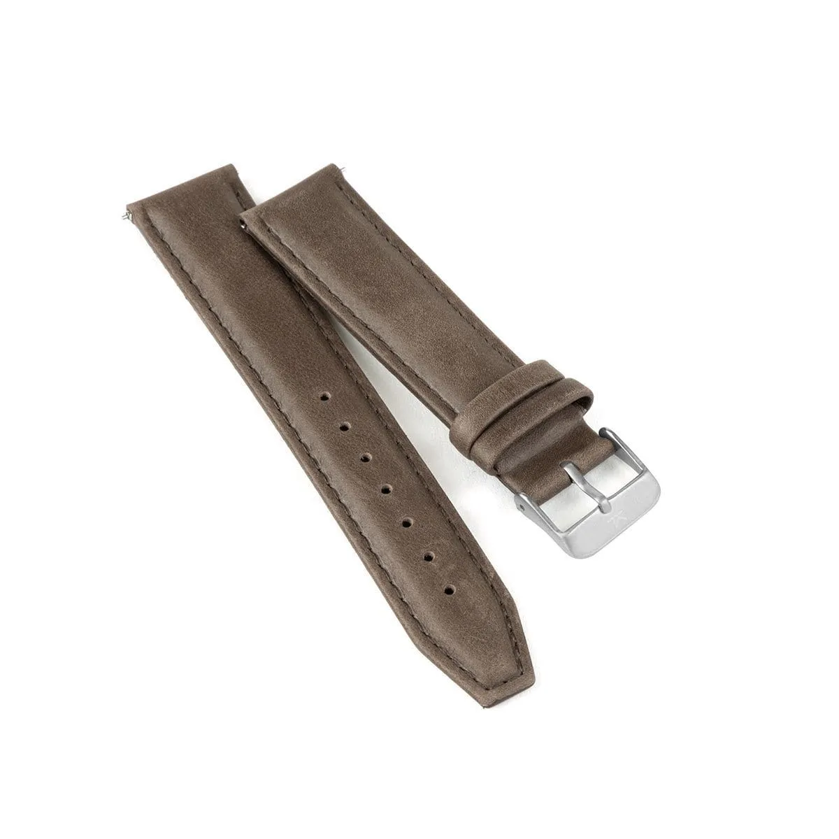 Brown Stitched Leather Watch Strap - 20mm Width