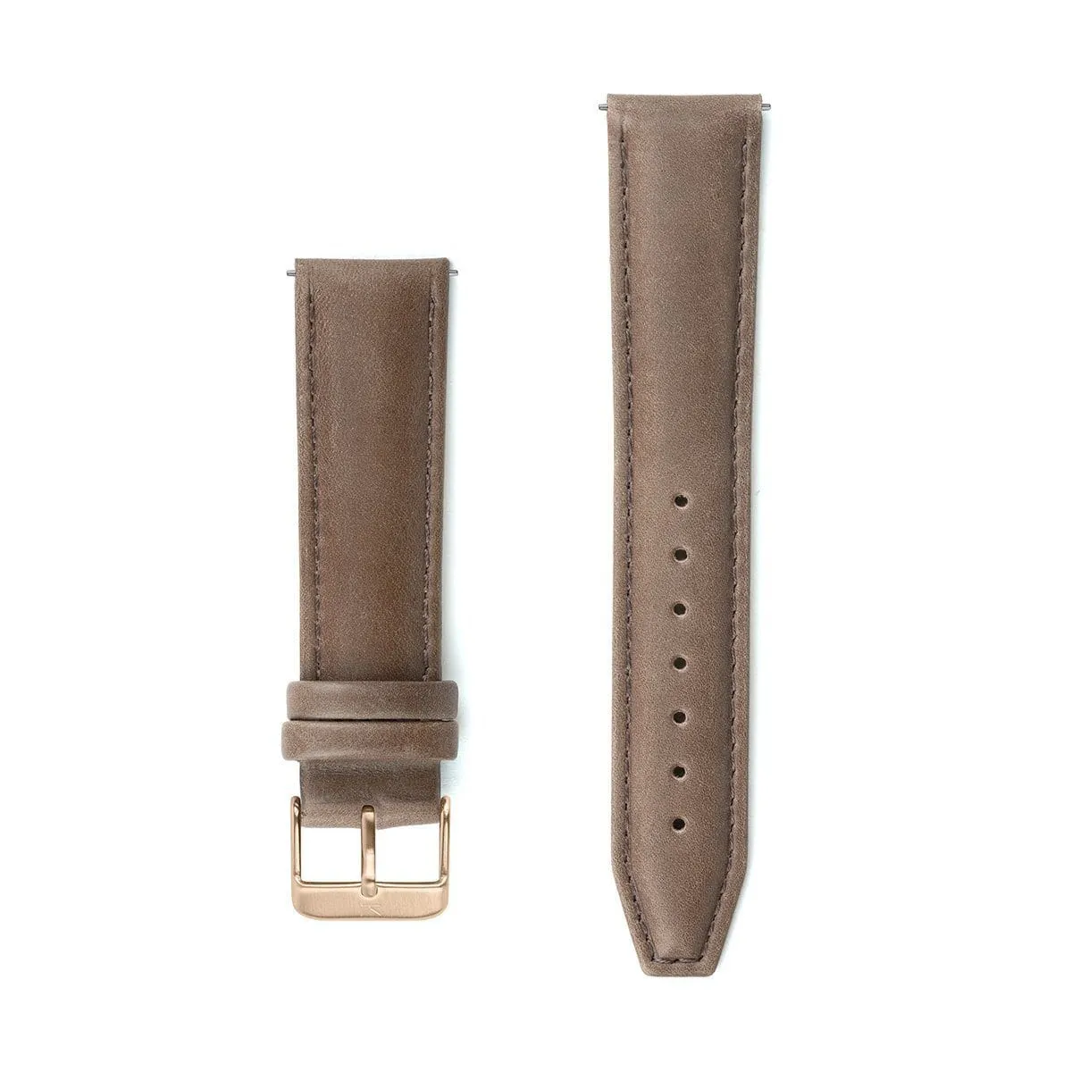 Brown Stitched Leather Watch Strap - 20mm Width
