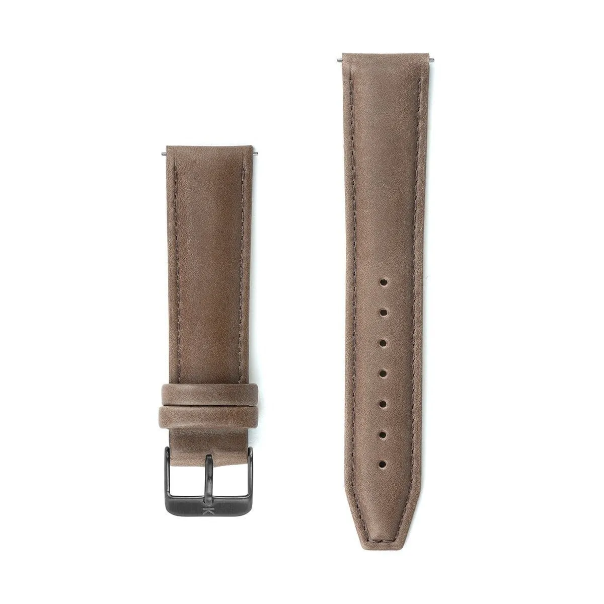 Brown Stitched Leather Watch Strap - 20mm Width