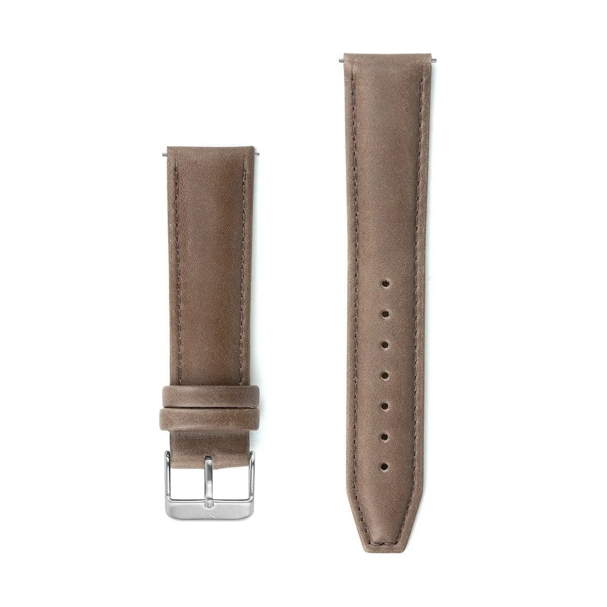 Brown Stitched Leather Watch Strap - 20mm Width
