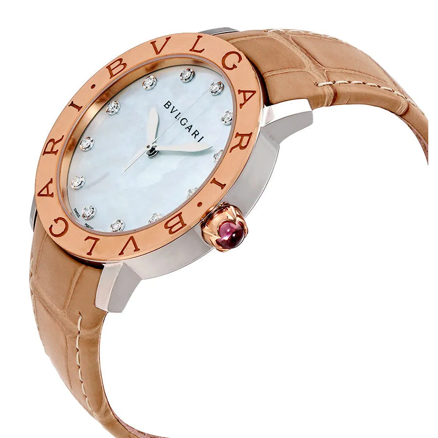 Bvlgari BVLGARI White Mother of Pearl Diamond Dial 37mm Automatic Ladies Watch 101895