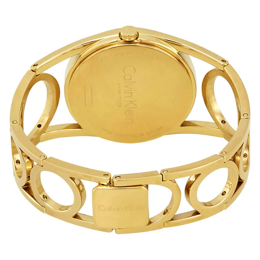 Calvin Klein Round Silver Dial Yellow Gold-tone Ladies Watch K5U2S546