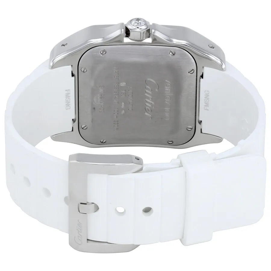 Cartier Santos  de Cartier 100 Opaline Dial White Rubber Ladies Watch WM50460M