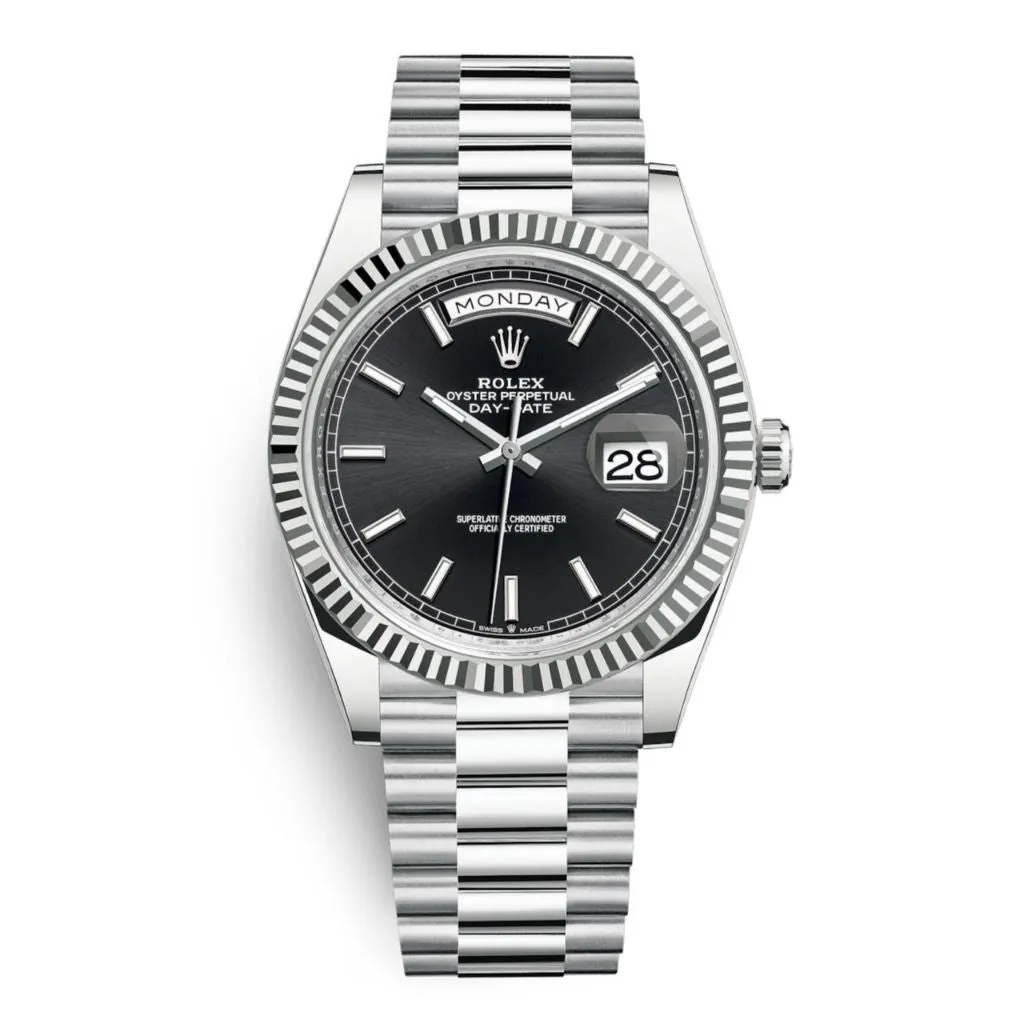 Chronograph Silver Black Stainless Steel Wrist Watch For Men
