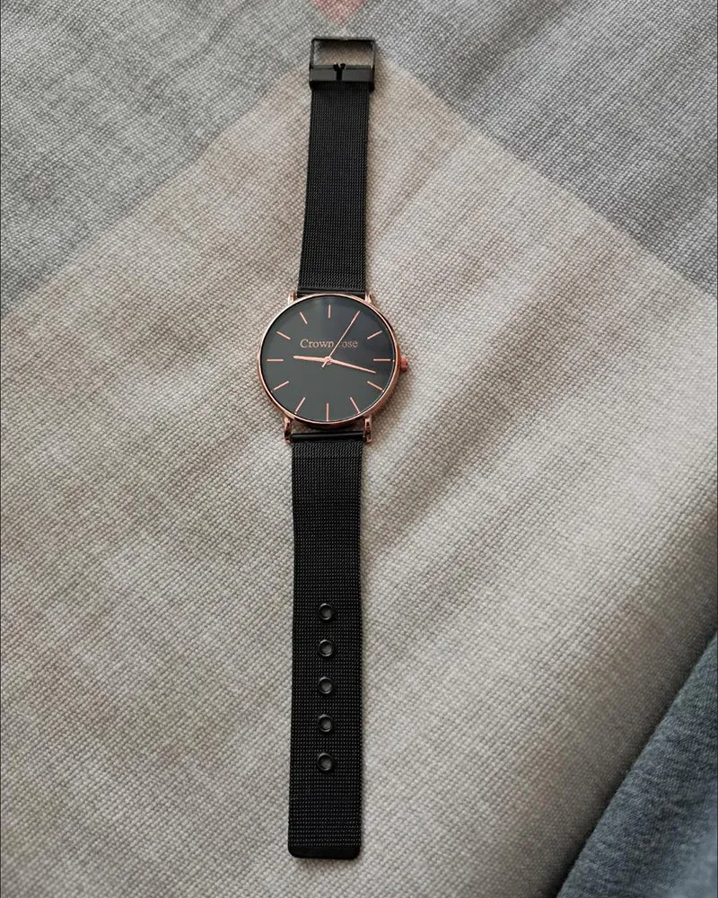 Crown rose Watch， Leather Ultra Thin Minimalist Business Casual Dress Watches