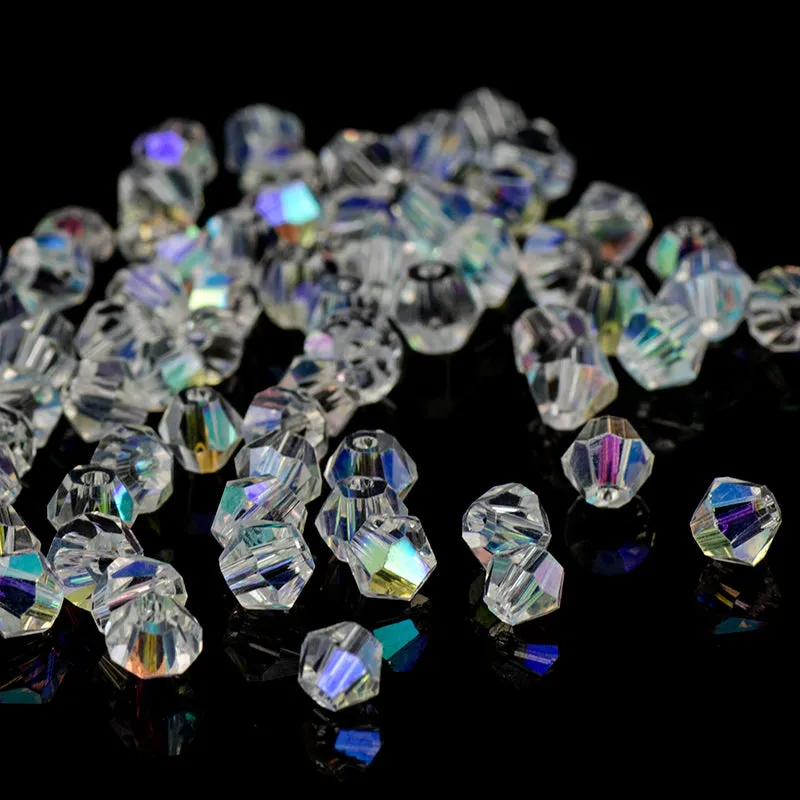 Crystal AB Bicone Beads 5328/5301 100PCS/LOT 4mm Czech Loose Crystal Beads/Faceted Glass Beads for DIY Jewelry Necklace Bracelet