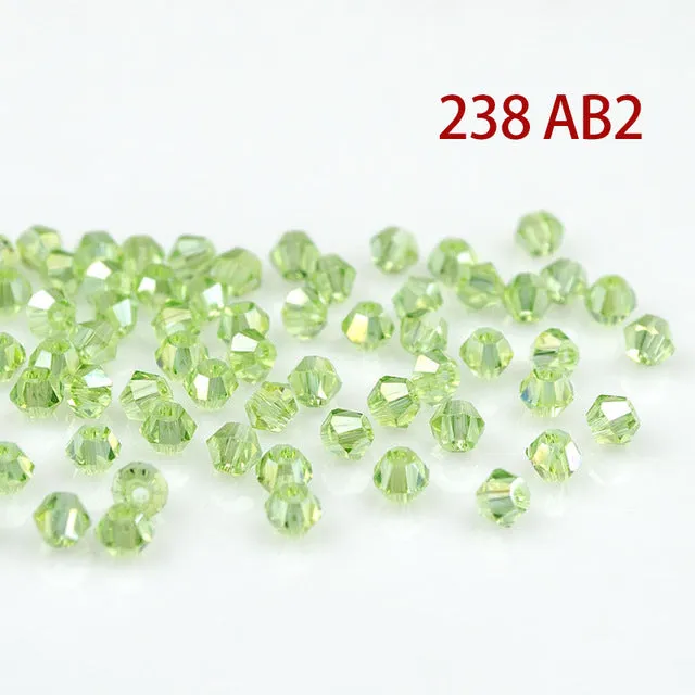 Crystal AB Bicone Beads 5328/5301 100PCS/LOT 4mm Czech Loose Crystal Beads/Faceted Glass Beads for DIY Jewelry Necklace Bracelet