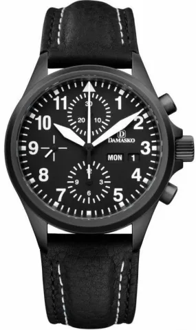 Damasko Watch DC 56 Black PVD Leather Pin