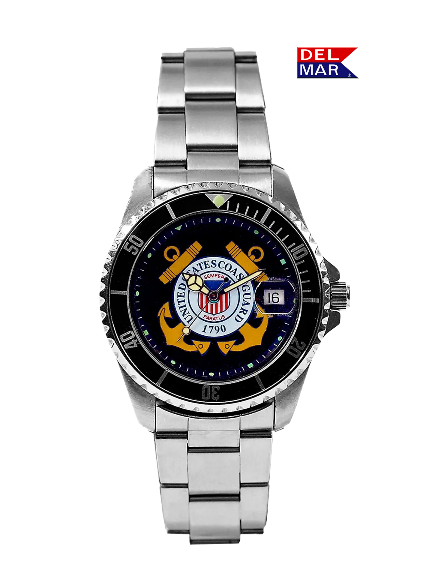 Del Mar Watches Men's Coast Guard Military Watch - Stainless Steel Bracelet #50498