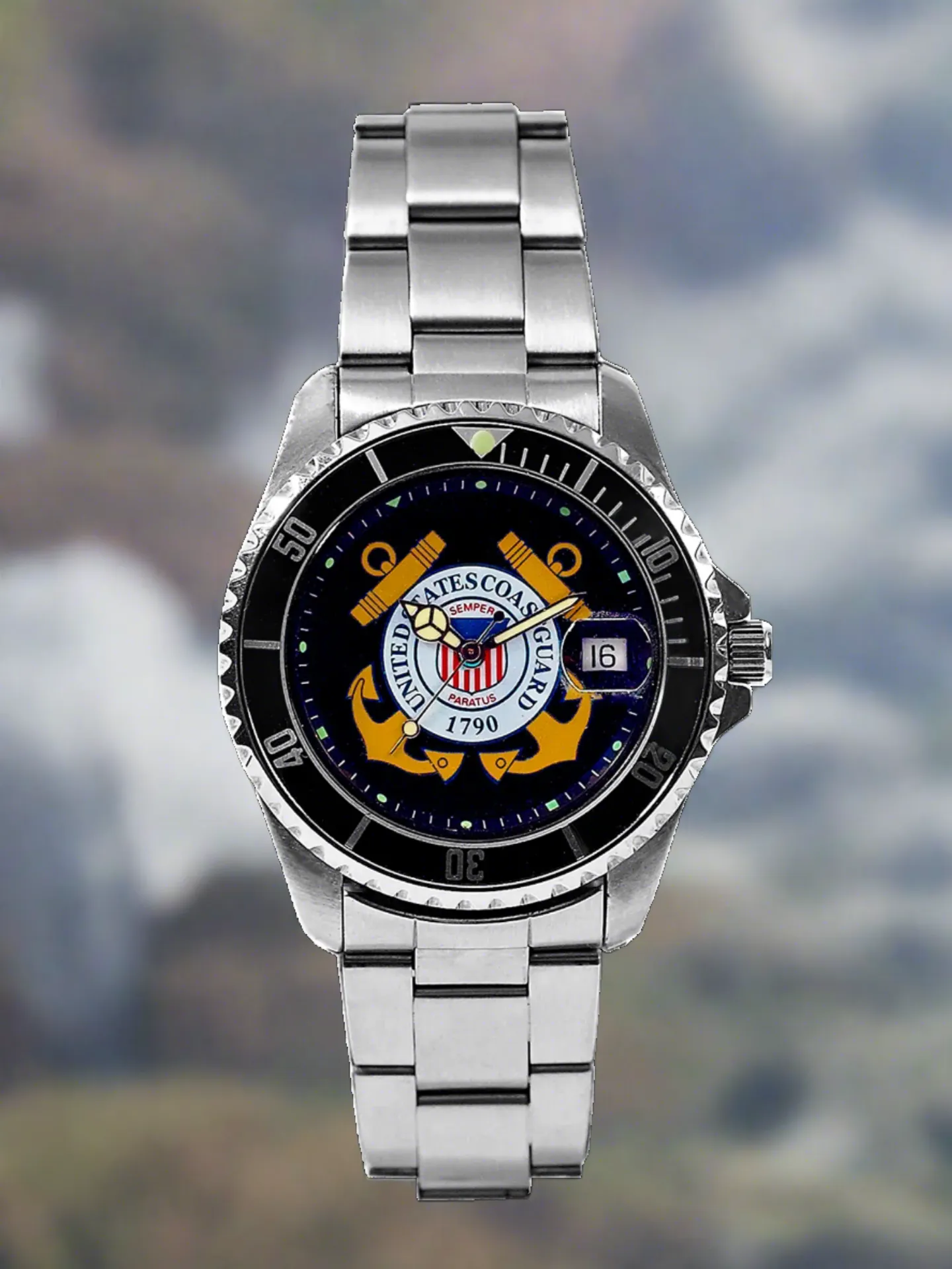 Del Mar Watches Men's Coast Guard Military Watch - Stainless Steel Bracelet #50498