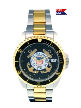 Del Mar Watches Men's Coast Guard Military Watch - Two Tone Bracelet #50499