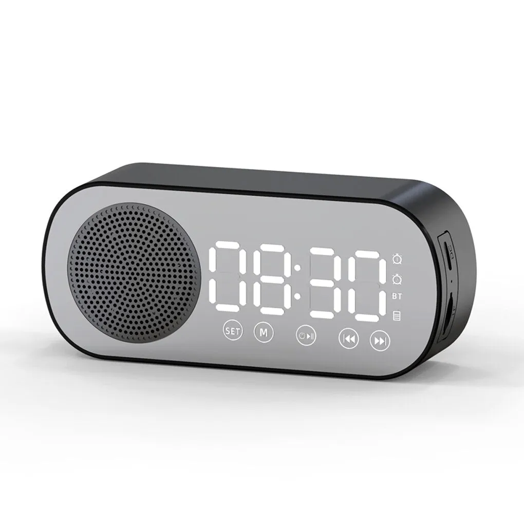 Digital Alarm Clock Mirror Surface Button Table Clock Bluetooth-compatible 5.0 Speaker Wireless MP3 Player For Home Bedroom