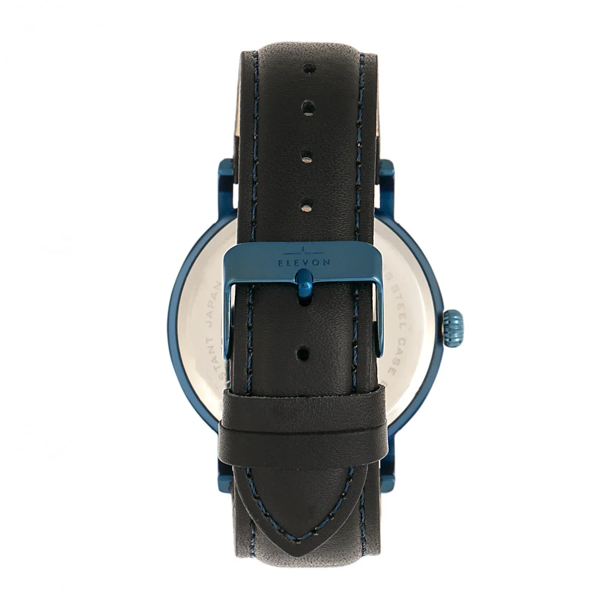 Elevon Von Braun Leather-Band Watch w/Date - Blue/Black