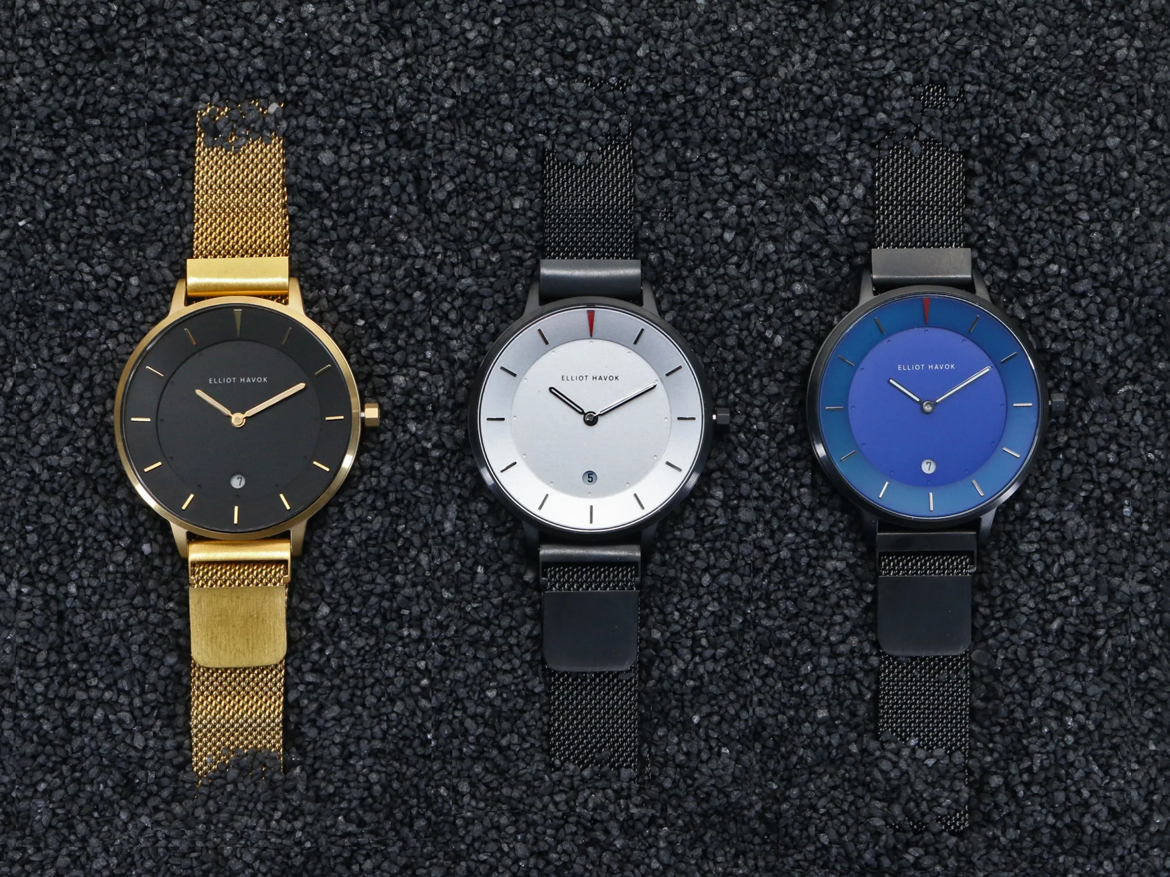 Elliot Havok - Piano Black Minimalist Mesh - 38mm
