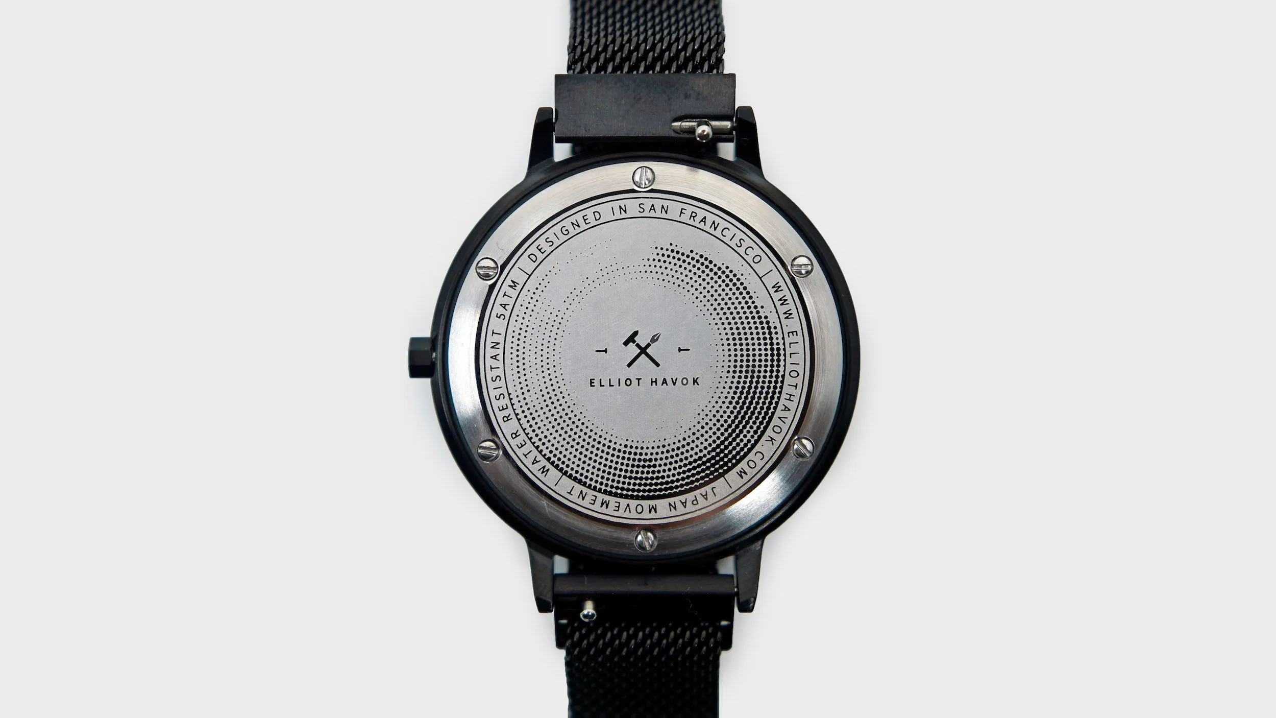 Elliot Havok - Piano Black Minimalist Mesh - 38mm