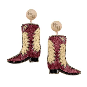 Emerson Street Stacked FSU Charm Beaded Cowboy Boot Earrings