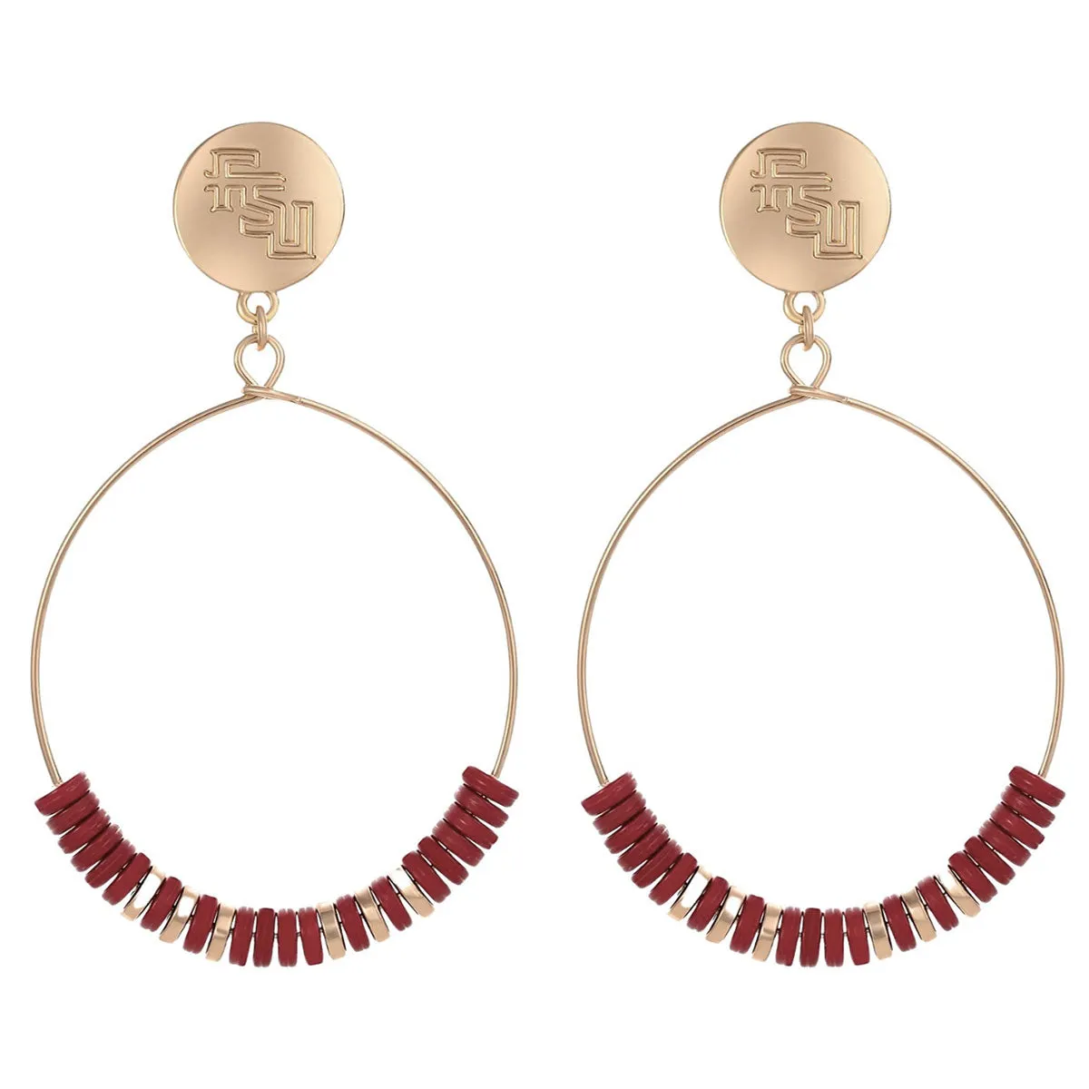 Emerson Street Stacked FSU Charm Beaded Hoop Earrings