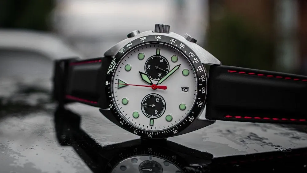 ENO Watch Drive E4/B Drivers Chronograph White