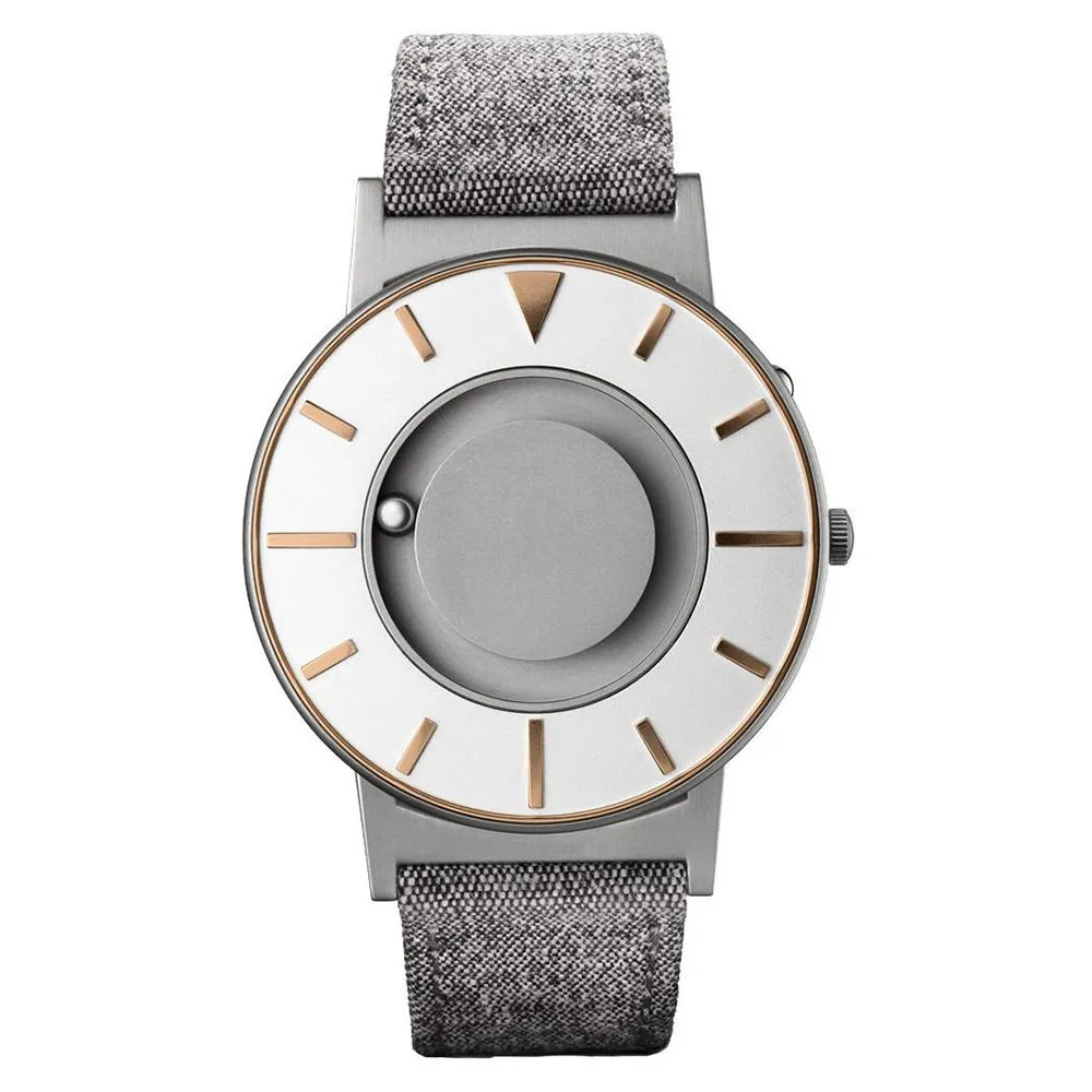 Eone Unisex Bradley Compass Gold Stainless Steel Case and Fabric Leather Two-tone Dial Grey Watch - BR-COM-GOLD