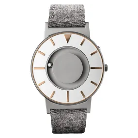 Eone Unisex Bradley Compass Gold Stainless Steel Case and Fabric Leather Two-tone Dial Grey Watch - BR-COM-GOLD