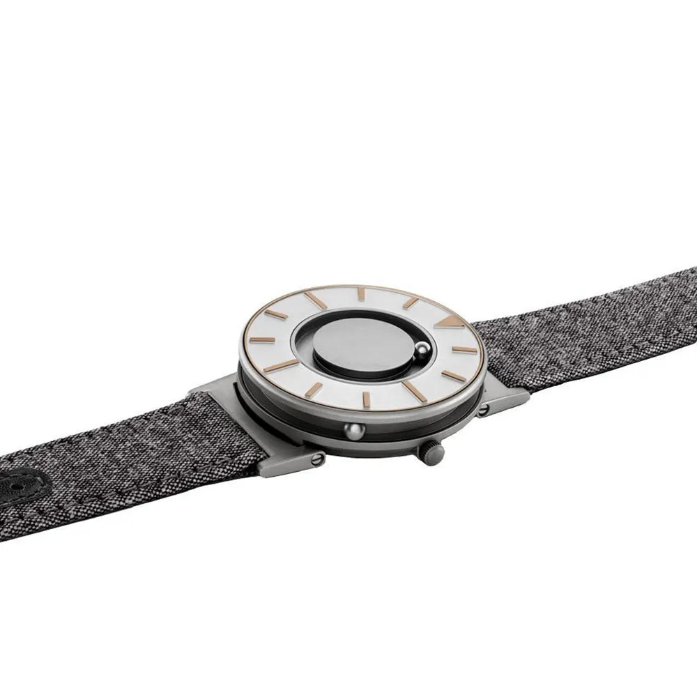 Eone Unisex Bradley Compass Gold Stainless Steel Case and Fabric Leather Two-tone Dial Grey Watch - BR-COM-GOLD