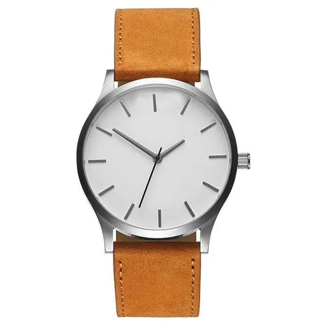 Fashion Leather Band Analog Quartz Men's Wrist Watch Clock