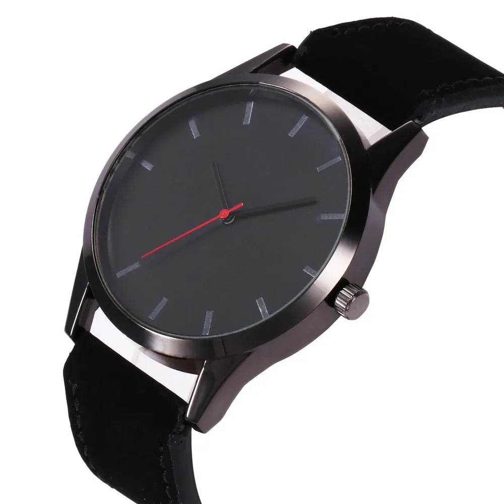 Fashion Leather Band Analog Quartz Men's Wrist Watch Clock