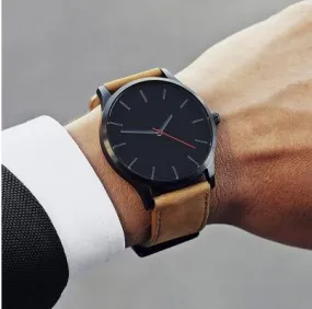 Fashion Leather Band Analog Quartz Men's Wrist Watch Clock