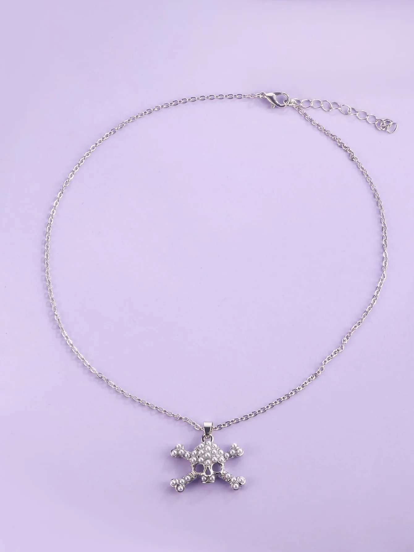 Faux Pearl Skull Charm Necklace Jewelry for Women Gift for Her Necklace