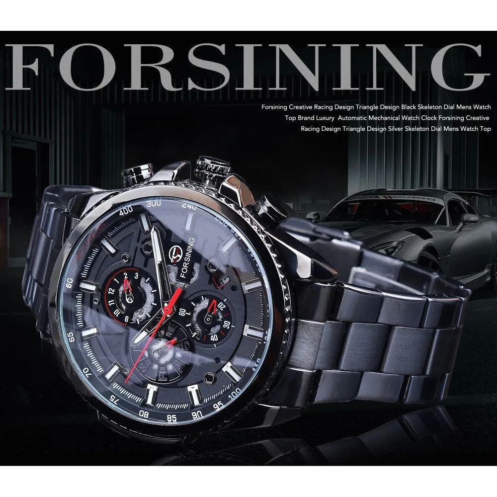 Forsining Three Dial Calendar Men Mechanical Automatic Wrist Watches Top Brand Luxury Military Sport Male Clock