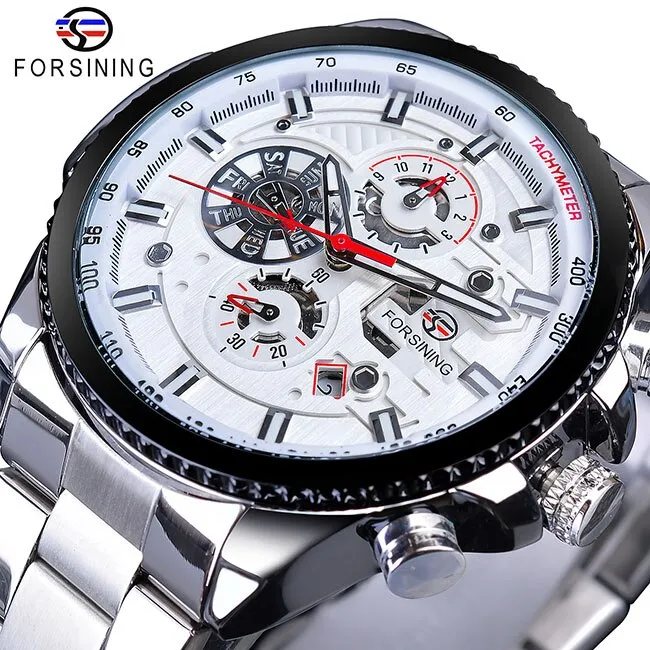 Forsining Three Dial Calendar Men Mechanical Automatic Wrist Watches Top Brand Luxury Military Sport Male Clock