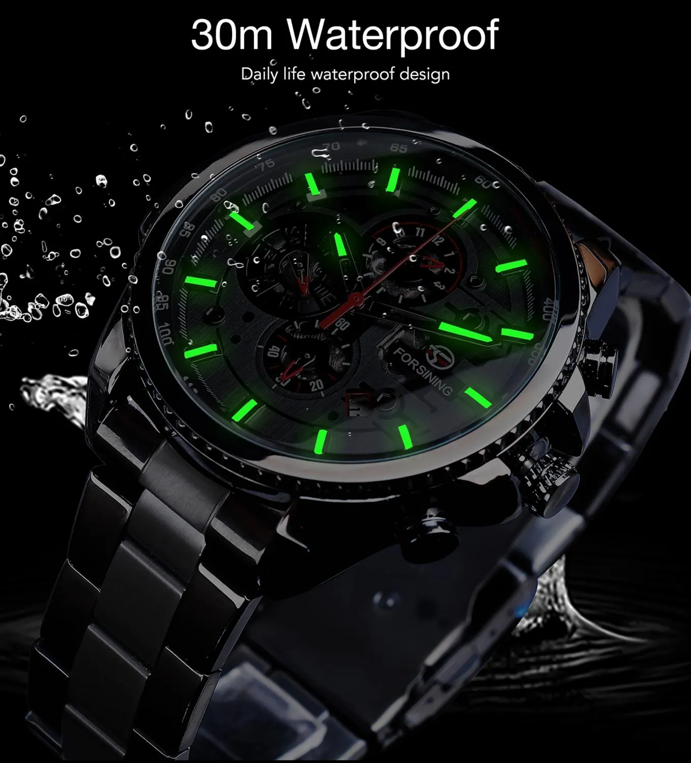 Forsining Three Dial Calendar Men Mechanical Automatic Wrist Watches Top Brand Luxury Military Sport Male Clock