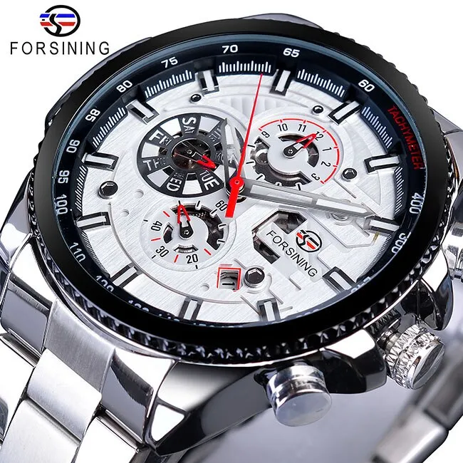 Forsining Three Dial Calendar Men Mechanical Automatic Wrist Watches Top Brand Luxury Military Sport Male Clock
