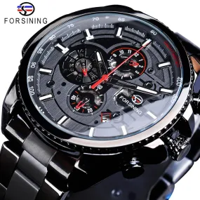 Forsining Three Dial Calendar Men Mechanical Automatic Wrist Watches Top Brand Luxury Military Sport Male Clock